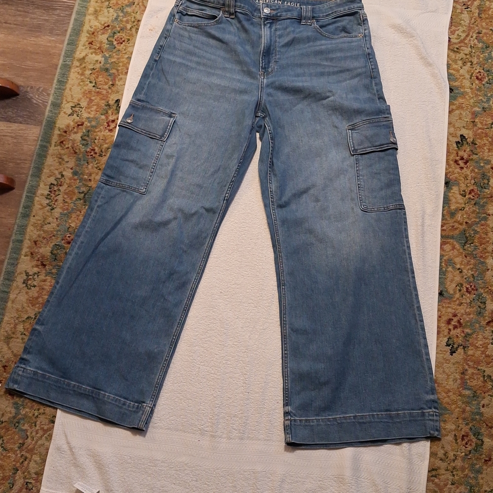 American Eagle Outfitters Blue Flare & Wide Leg Jeans